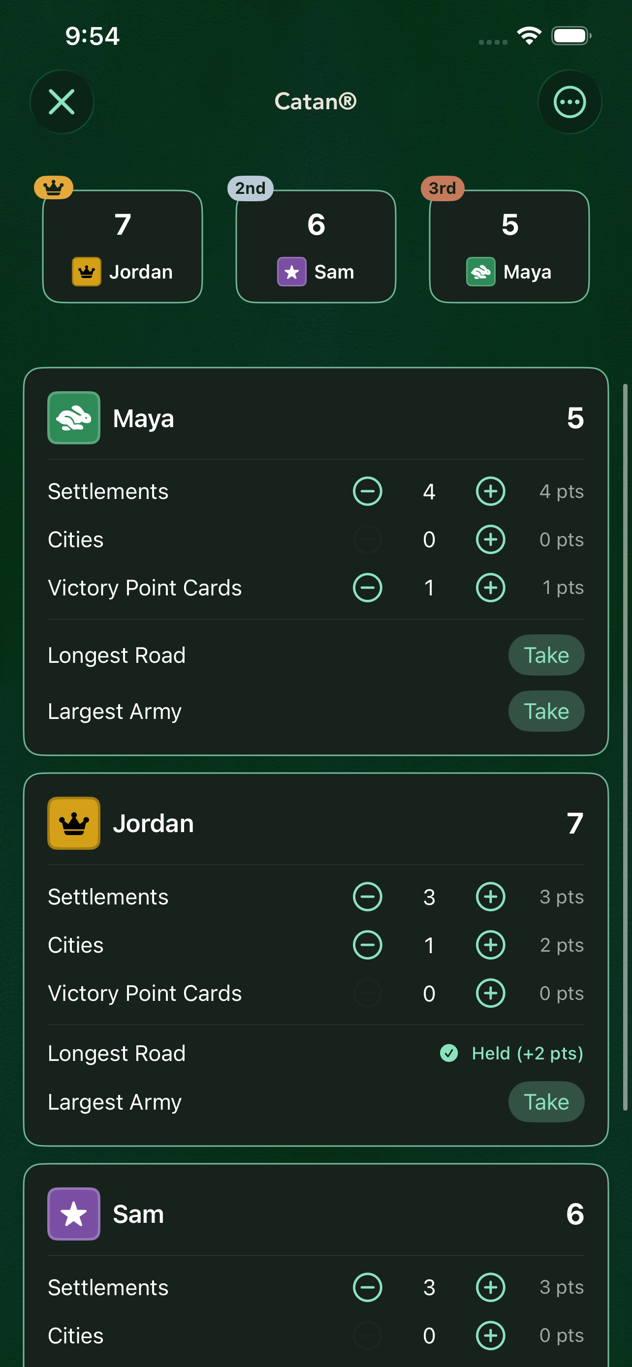 Kweli live scoring screen for a strategy game